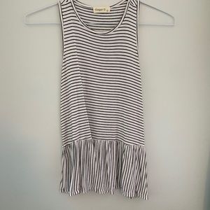 Black and White Striped Peplum Tank Top